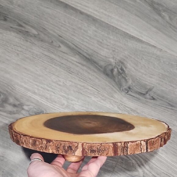 EUC Lipper International Acacia LG Bark Footed Stand - Picture 1 of 4